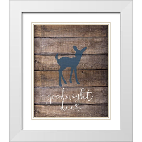 Goodnight Deer Blue White Modern Wood Framed Art Print with Double Matting by Kimberly, Allen