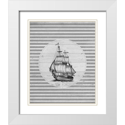 Lets Sail 1 White Modern Wood Framed Art Print with Double Matting by Allen, Kimberly