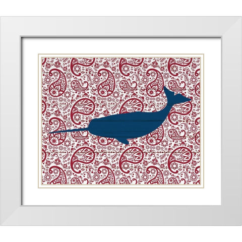 Paisley Whale 2 White Modern Wood Framed Art Print with Double Matting by Kimberly, Allen