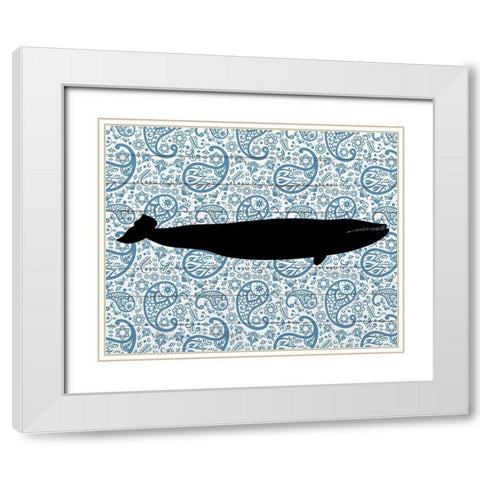 Paisley Whale 3 White Modern Wood Framed Art Print with Double Matting by Kimberly, Allen