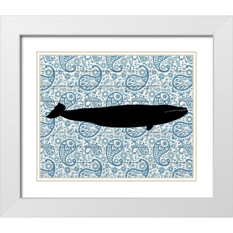 Paisley Whale 3 White Modern Wood Framed Art Print with Double Matting by Kimberly, Allen