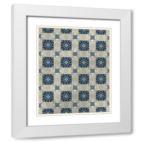 Navy Pattern 1 White Modern Wood Framed Art Print with Double Matting by Kimberly, Allen