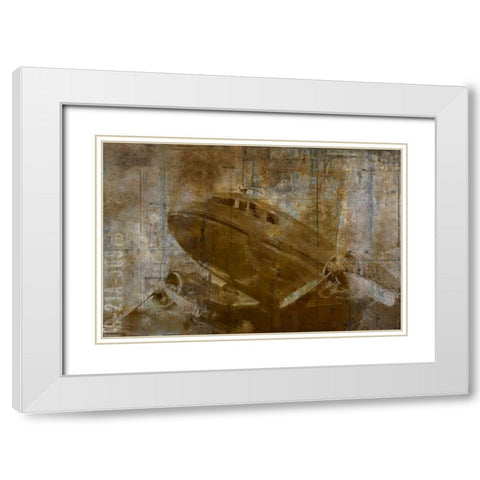 Vintage Airplane White Modern Wood Framed Art Print with Double Matting by Allen, Kimberly