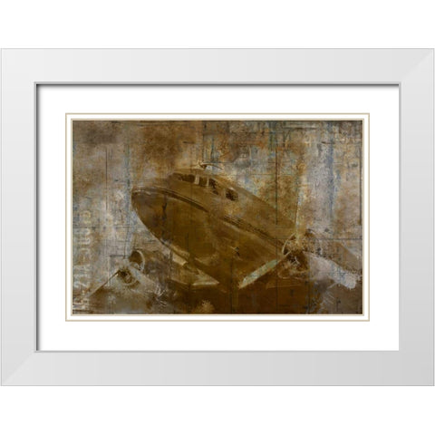 Vintage Airplane White Modern Wood Framed Art Print with Double Matting by Allen, Kimberly