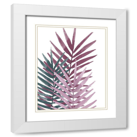 Tropical Ferns 1 White Modern Wood Framed Art Print with Double Matting by Kimberly, Allen