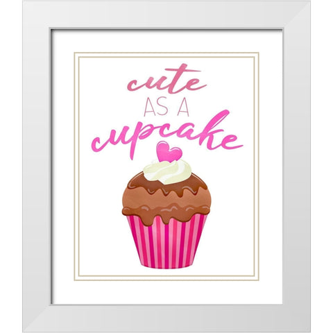 Cute as a Cupcake White Modern Wood Framed Art Print with Double Matting by Kimberly, Allen