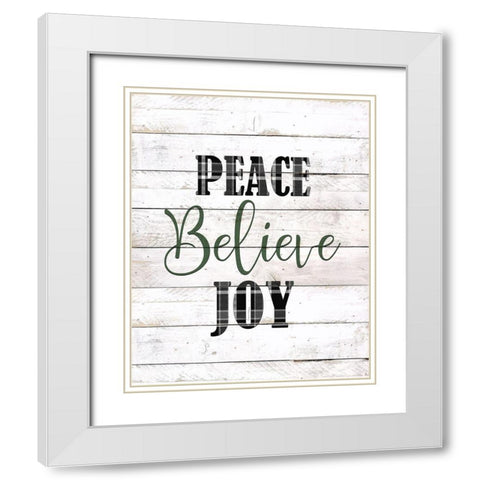 Peace Plaid White Modern Wood Framed Art Print with Double Matting by Kimberly, Allen