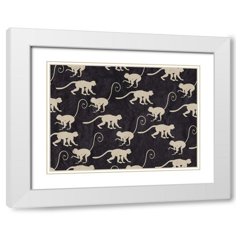 Monkey Time White Modern Wood Framed Art Print with Double Matting by Kimberly, Allen