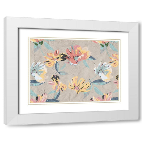 Abstract Floral White Modern Wood Framed Art Print with Double Matting by Kimberly, Allen