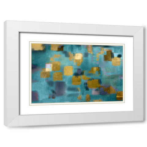 Squared Blue White Modern Wood Framed Art Print with Double Matting by Allen, Kimberly