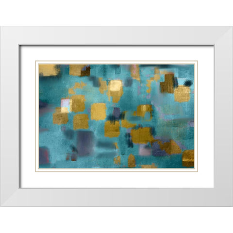 Squared Blue White Modern Wood Framed Art Print with Double Matting by Allen, Kimberly