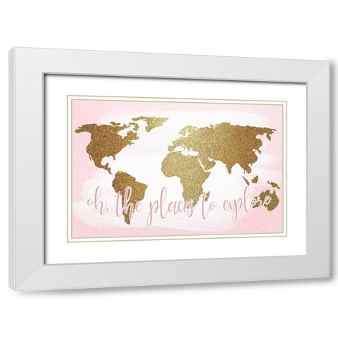 Places To Explore White Modern Wood Framed Art Print with Double Matting by Kimberly, Allen