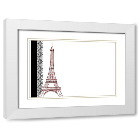 Paris Couture White Modern Wood Framed Art Print with Double Matting by Kimberly, Allen