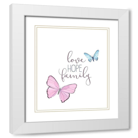 Butterfly Love 1 White Modern Wood Framed Art Print with Double Matting by Kimberly, Allen