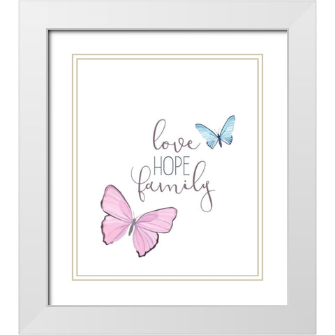 Butterfly Love 1 White Modern Wood Framed Art Print with Double Matting by Kimberly, Allen