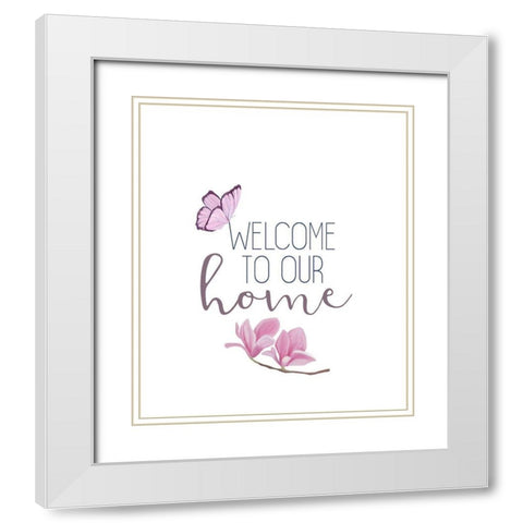 Butterfly Love 2 White Modern Wood Framed Art Print with Double Matting by Kimberly, Allen