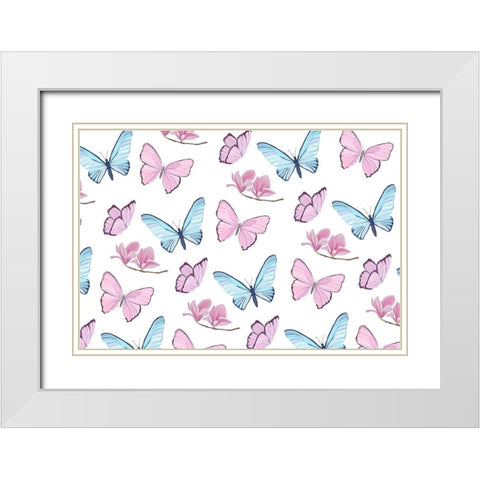 Butterfly Love 3 White Modern Wood Framed Art Print with Double Matting by Kimberly, Allen