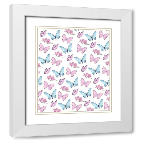 Butterfly Love 3 White Modern Wood Framed Art Print with Double Matting by Kimberly, Allen