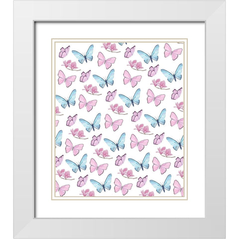 Butterfly Love 3 White Modern Wood Framed Art Print with Double Matting by Kimberly, Allen
