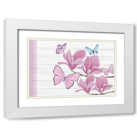 Butterfly Love 4 White Modern Wood Framed Art Print with Double Matting by Kimberly, Allen