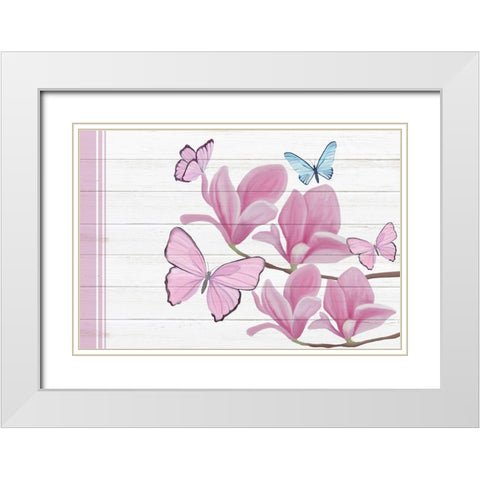 Butterfly Love 4 White Modern Wood Framed Art Print with Double Matting by Kimberly, Allen