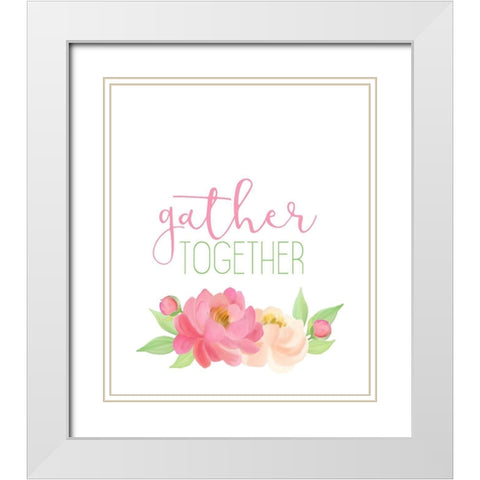 Peony Spring 1 White Modern Wood Framed Art Print with Double Matting by Kimberly, Allen