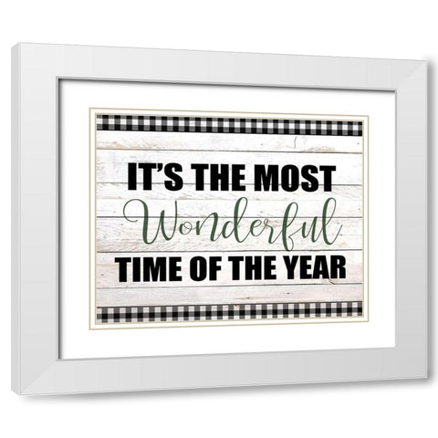 Wonderful Time Plaid White Modern Wood Framed Art Print with Double Matting by Kimberly, Allen