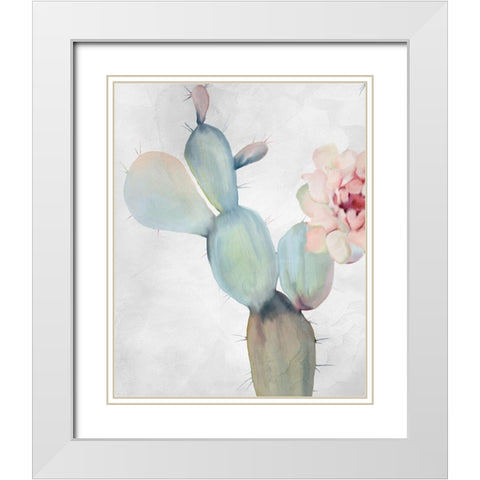 Cactus Blooming 2 White Modern Wood Framed Art Print with Double Matting by Kimberly, Allen
