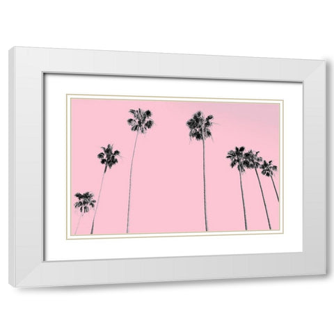 Pink Palms White Modern Wood Framed Art Print with Double Matting by Kimberly, Allen