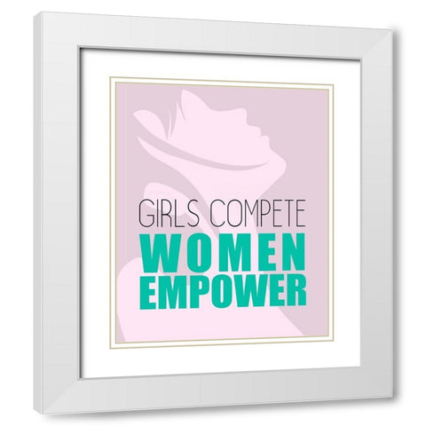 Girls Compete White Modern Wood Framed Art Print with Double Matting by Kimberly, Allen