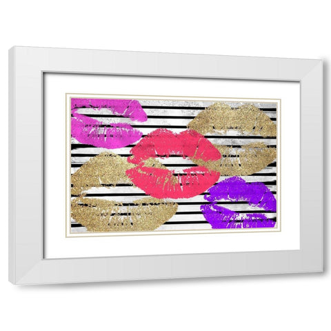 Kisses White Modern Wood Framed Art Print with Double Matting by Kimberly, Allen