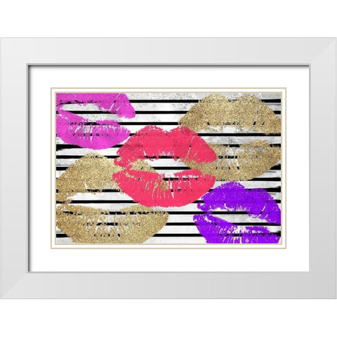Kisses White Modern Wood Framed Art Print with Double Matting by Kimberly, Allen
