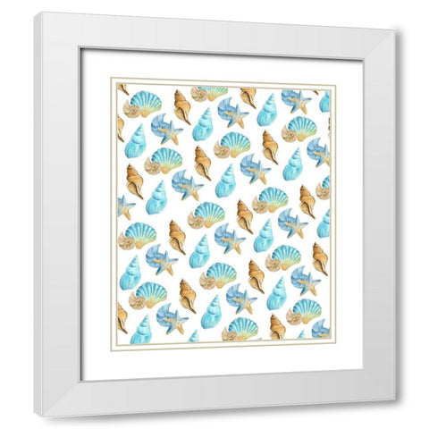 Seashore Shells 4 White Modern Wood Framed Art Print with Double Matting by Kimberly, Allen