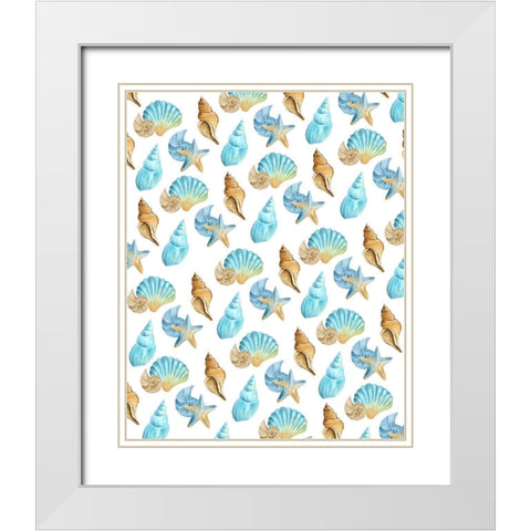 Seashore Shells 4 White Modern Wood Framed Art Print with Double Matting by Kimberly, Allen