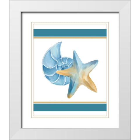 Seashore Shells 2 White Modern Wood Framed Art Print with Double Matting by Kimberly, Allen