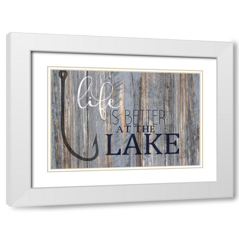 Better at the Lake White Modern Wood Framed Art Print with Double Matting by Kimberly, Allen