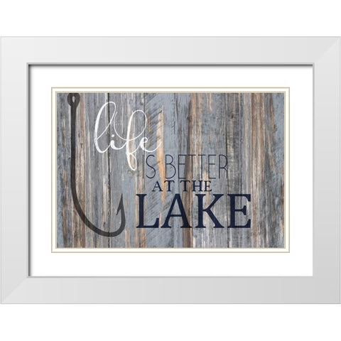 Better at the Lake White Modern Wood Framed Art Print with Double Matting by Kimberly, Allen