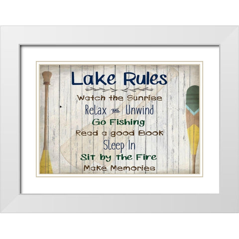 Lake Rules White Modern Wood Framed Art Print with Double Matting by Kimberly, Allen