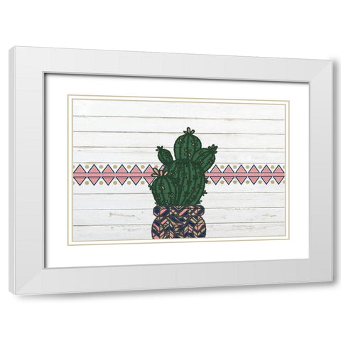 Cactus Love White Modern Wood Framed Art Print with Double Matting by Kimberly, Allen