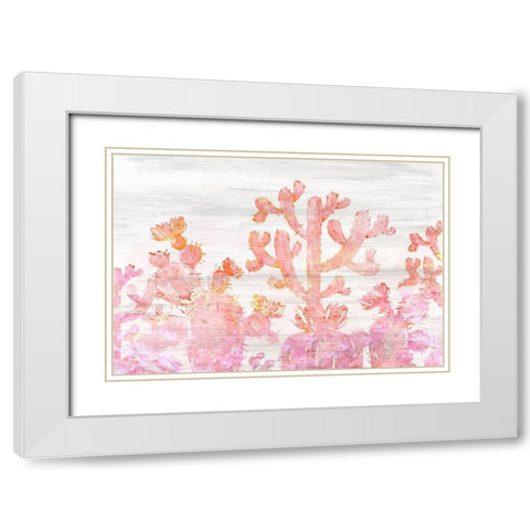 Pink Cactus White Modern Wood Framed Art Print with Double Matting by Kimberly, Allen