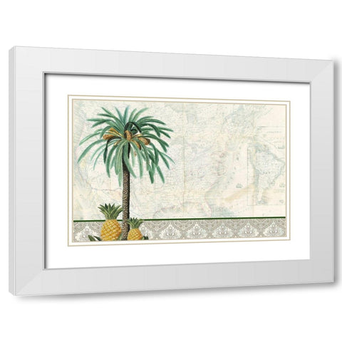 Tropic Palm Map White Modern Wood Framed Art Print with Double Matting by Kimberly, Allen