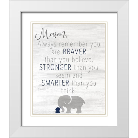 Always Remember Blue White Modern Wood Framed Art Print with Double Matting by Kimberly, Allen