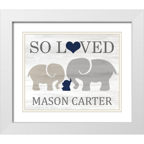 So Loved Blue White Modern Wood Framed Art Print with Double Matting by Kimberly, Allen
