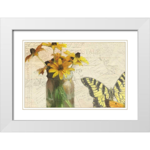 Carte Postale Sunflowers White Modern Wood Framed Art Print with Double Matting by Allen, Kimberly