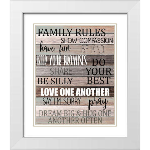 Family Rules White Modern Wood Framed Art Print with Double Matting by Kimberly, Allen