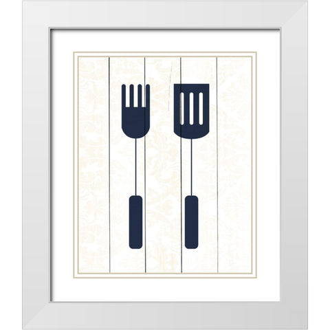 In the Kitchen 1 White Modern Wood Framed Art Print with Double Matting by Kimberly, Allen