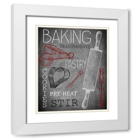 Lets Bake Red White Modern Wood Framed Art Print with Double Matting by Kimberly, Allen
