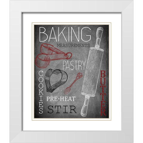 Lets Bake Red White Modern Wood Framed Art Print with Double Matting by Kimberly, Allen