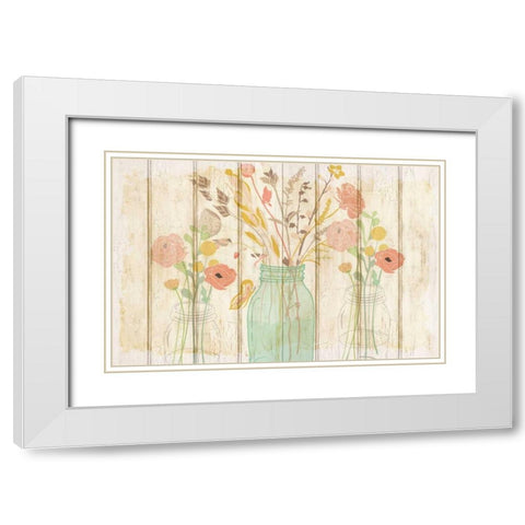 Summer Bloom Jars White Modern Wood Framed Art Print with Double Matting by Allen, Kimberly