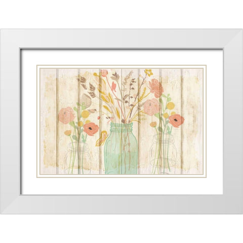 Summer Bloom Jars White Modern Wood Framed Art Print with Double Matting by Allen, Kimberly
